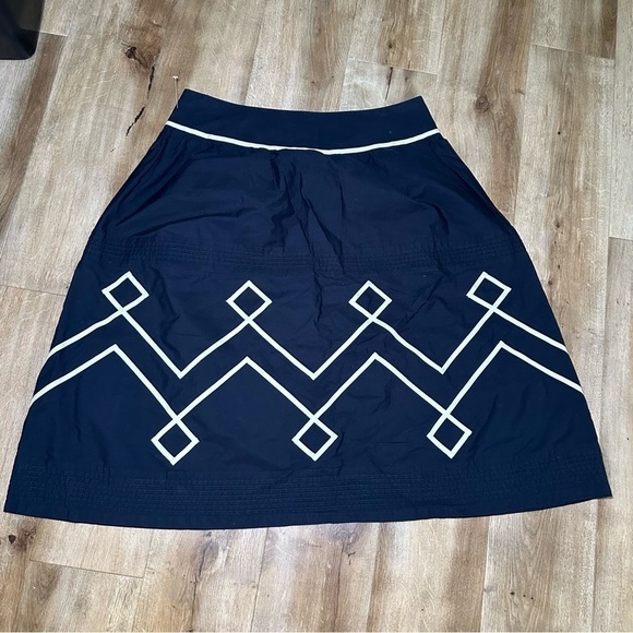 Loft Abstract Zig Zag Navy A-Line Skirt Size 6 - Picture 5 of 10